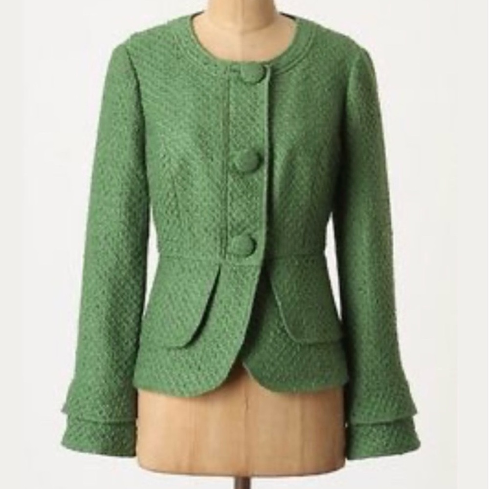 NWT Anthropologie Tabitha Twofold knit jacket Green size 8